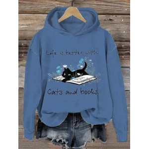 Fun Cat Print Women's Hooded Sweatshirt