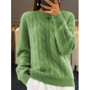 Women Half Turtleneck Cable Knit Sweater Winter Pullover