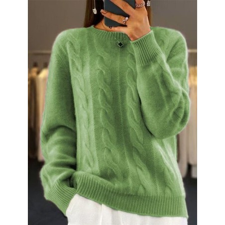 Women Half Turtleneck Cable Knit Sweater Winter Pullover