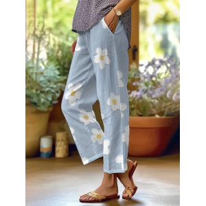 Women Floral Long Pants Casual Spring/Fall Trousers