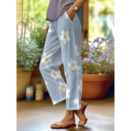 Women Floral Long Pants Casual Spring/Fall Trousers