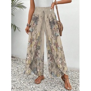 Women's Floral Print Long Pant Casual Spring/Fall Trousers