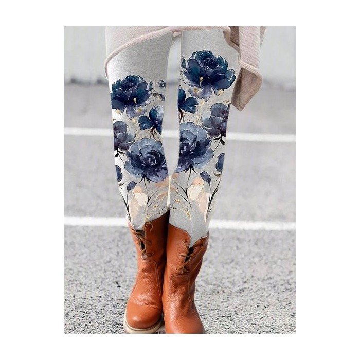 Women's H-Line Slim Fit Pants Daily Going Out Pants Casual Printing Jersey Floral All Season Pants