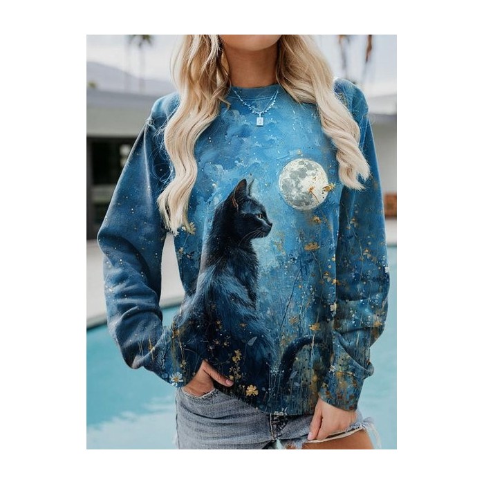 Casual Crew Neck Halloween Sweatshirt