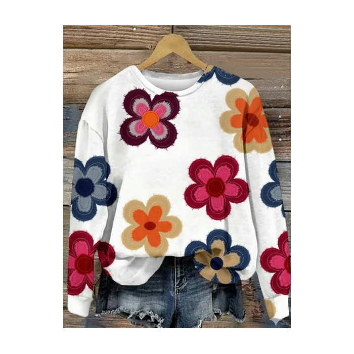 Women Floral Crew Neck Printing Casual Spring/Fall Long Sleeve Sweatshirt