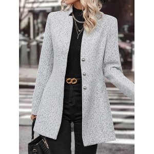 Women's Spring/Fall Outerwear Casual Woolen Plain Long Sleeve Wrap Jacket