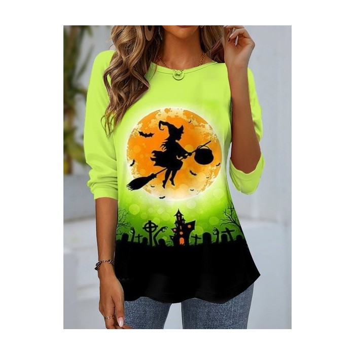 Women's Long Sleeve Tee T-shirt Spring/Fall Halloween Jersey Crew Neck Daily Going Out Casual Top