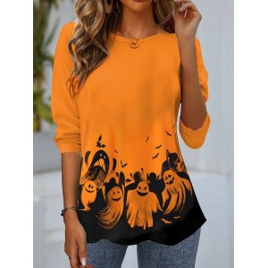 Women's Long Sleeve Tee T-shirt Spring/Fall Halloween Jersey Crew Neck Daily Going Out Casual Top