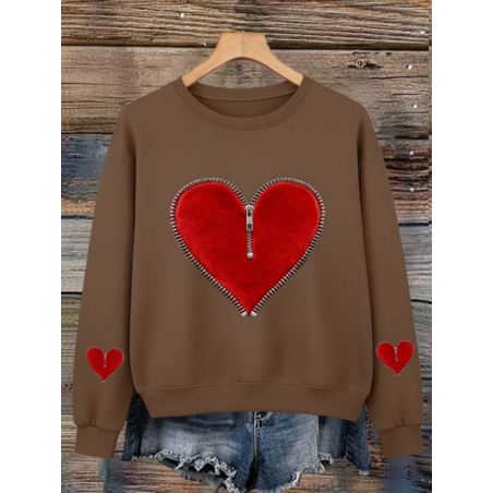 Women Heart/Cordate Crew Neck Printing Casual Spring/Fall Long Sleeve Sweatshirt
