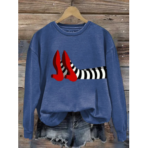 Women's Crew Neck Halloween Printing Vintage Spring/Fall Long Sleeve Sweatshirt