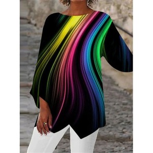 Women's Short Sleeve Blouse Summer Abstract Crew Neck Daily Going Out Casual Top