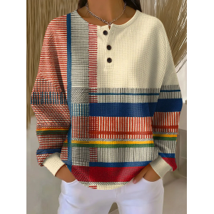 Women Abstract Crew Neck Printing Casual Spring/Fall Long Sleeve Sweatshirt