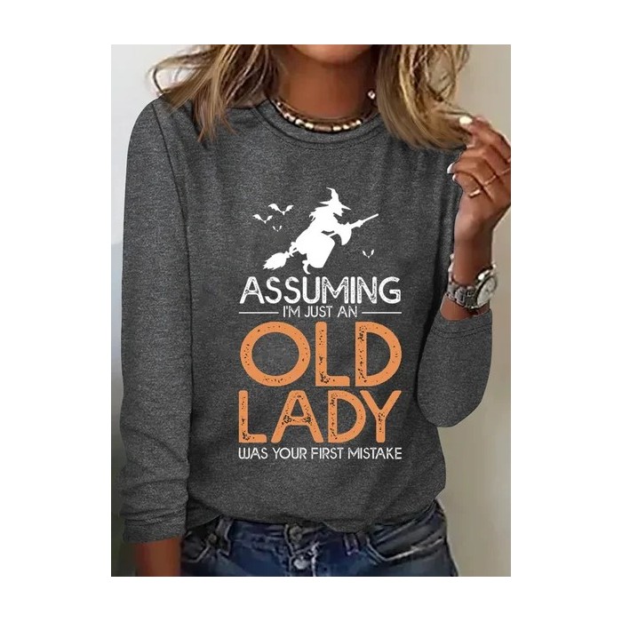 Women's Long Sleeve Tee T-shirt Spring/Fall Halloween Cotton-Blend Crew Neck Daily Going Out Casual Top