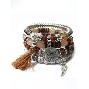 Bohemian multi-layer bracelet creative tassel bodhi beaded wings love fashion bracelet jewelry