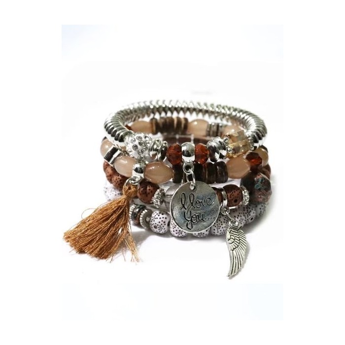 Bohemian multi-layer bracelet creative tassel bodhi beaded wings love fashion bracelet jewelry