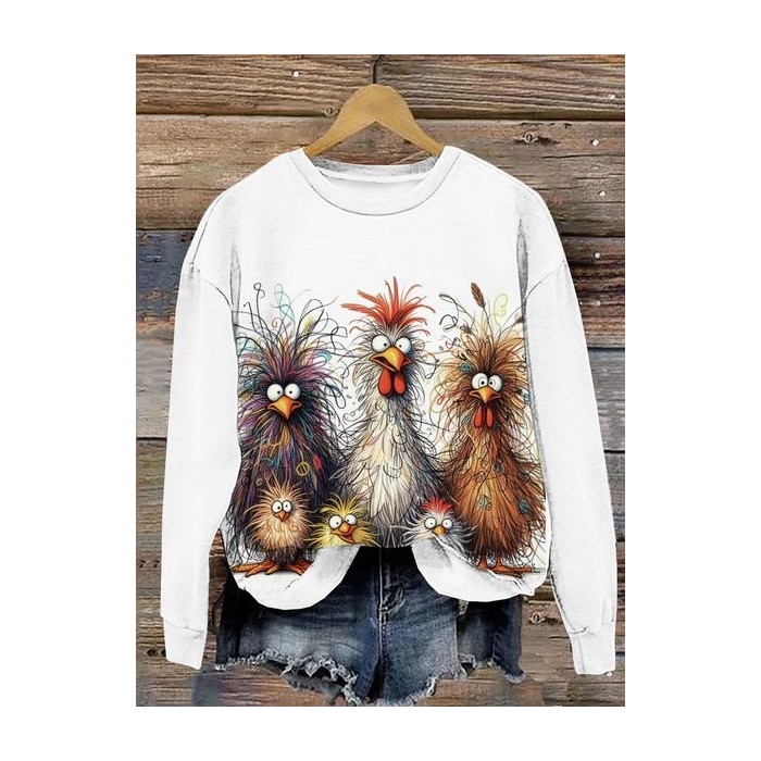Women's Crew Neck Turkey Casual Spring/Fall Long Sleeve Sweatshirt