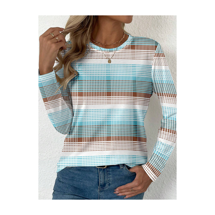 Women's Long Sleeve Tee T-shirt Spring/Fall Striped Jersey Crew Neck Daily Going Out Casual Top