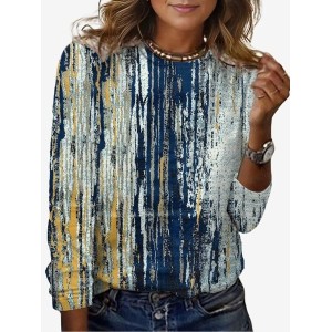 Women's Long Sleeve Tee T-shirt Spring/Fall Abstract Jersey Crew Neck Daily Going Out Casual Top