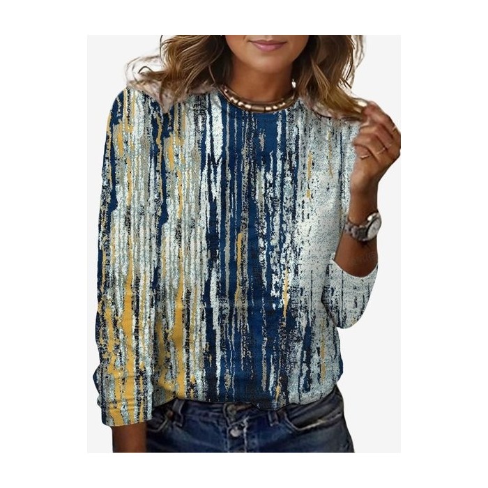 Women's Long Sleeve Tee T-shirt Spring/Fall Abstract Jersey Crew Neck Daily Going Out Casual Top