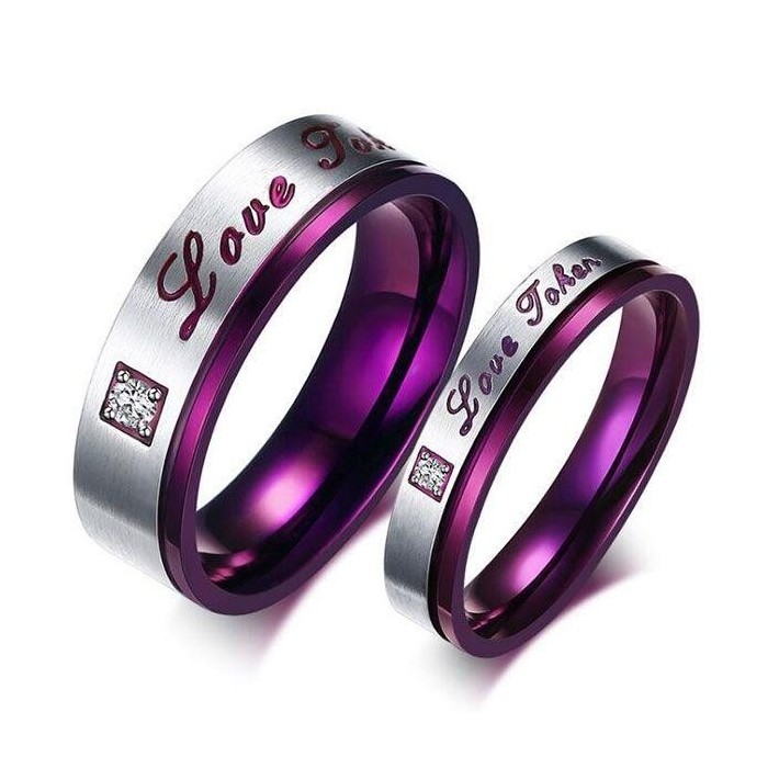 Italo Purple Love Design Titanium Steel Couple Rings