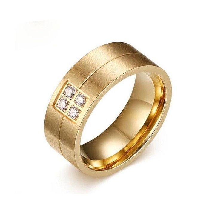 Yellow Gold Titanium Steel Men's Wedding Band