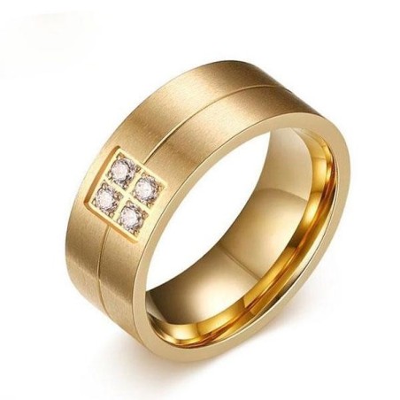 Yellow Gold Titanium Steel Men's Wedding Band