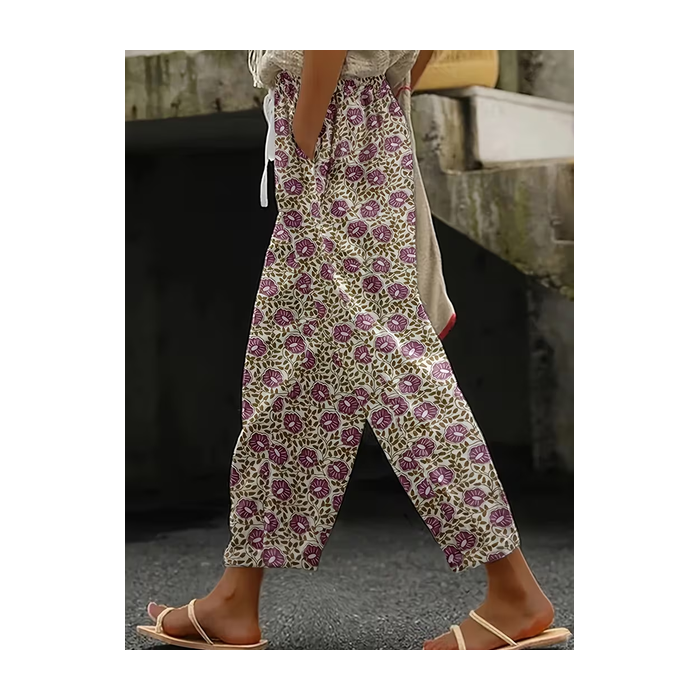 Women Floral Long Pants Casual Spring/Fall Trousers