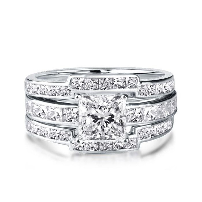 Italo Classic Created White Sapphire 3PC Wedding Set