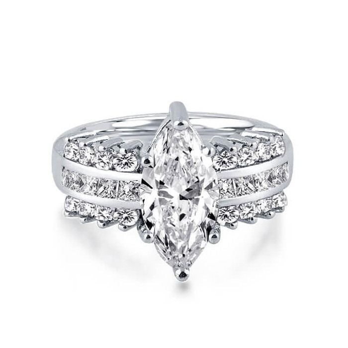 Italo Multiple Sidestone Created White Sapphire Engagement Ring