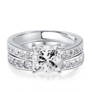 Italo Classic Princess Created White Sapphire Bridal Set