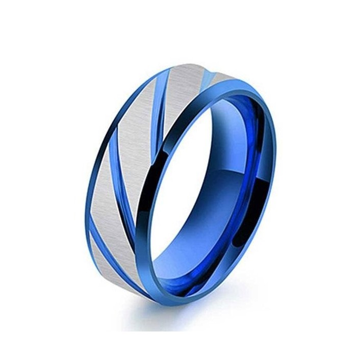 Italo Diagonal Titanium Steel Men's Wedding Band
