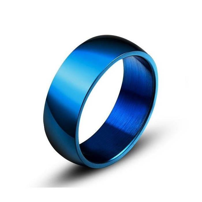 Italo Blue Titanium Steel Men's Wedding Band