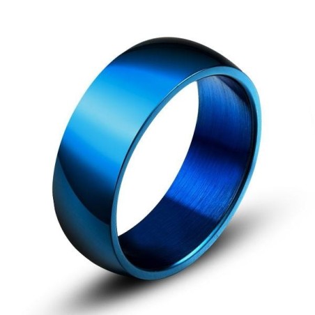 Italo Blue Titanium Steel Men's Wedding Band