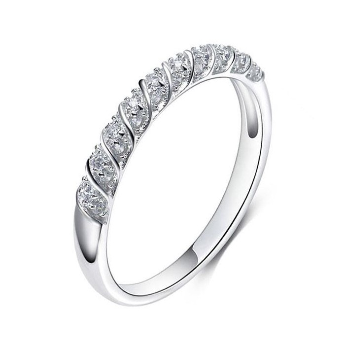 Italo Twist Created White Sapphire Wedding Band (0.10 CT. TW.)