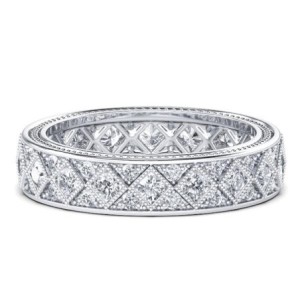 Vintage Milgrain Blaze Pave Wedding Band (0.76 CT. TW.)