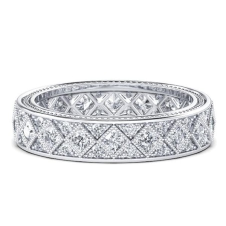 Vintage Milgrain Blaze Pave Wedding Band (0.76 CT. TW.)