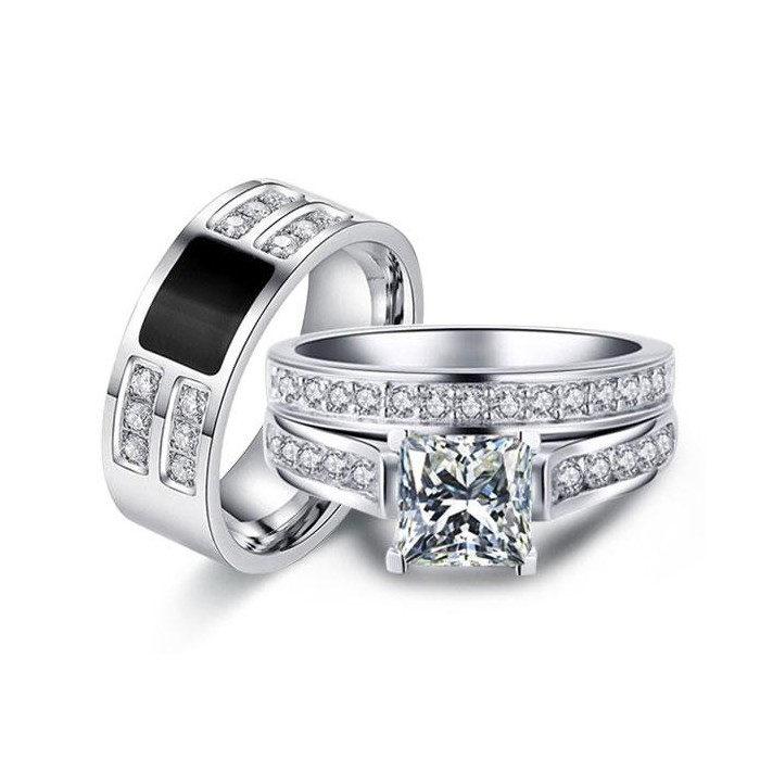 Italo Princess Cut Wedding Ring Sets His And Hers