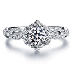 Italo Vintage Engagement Ring Filigree Affordable Unique Engagement Ring