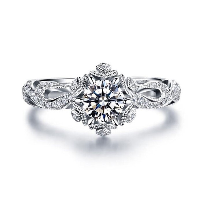 Italo Vintage Engagement Ring Filigree Affordable Unique Engagement Ring