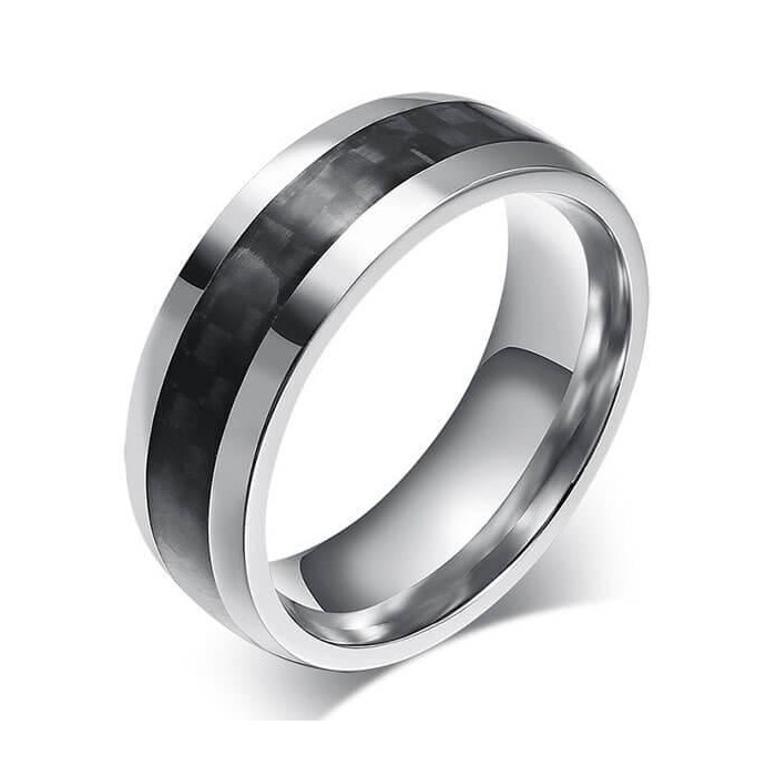Italo Carbon Fibre Titanium Steel Men's Wedding Band