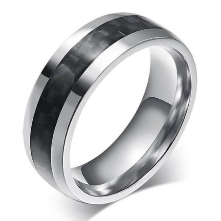 Italo Carbon Fibre Titanium Steel Men's Wedding Band