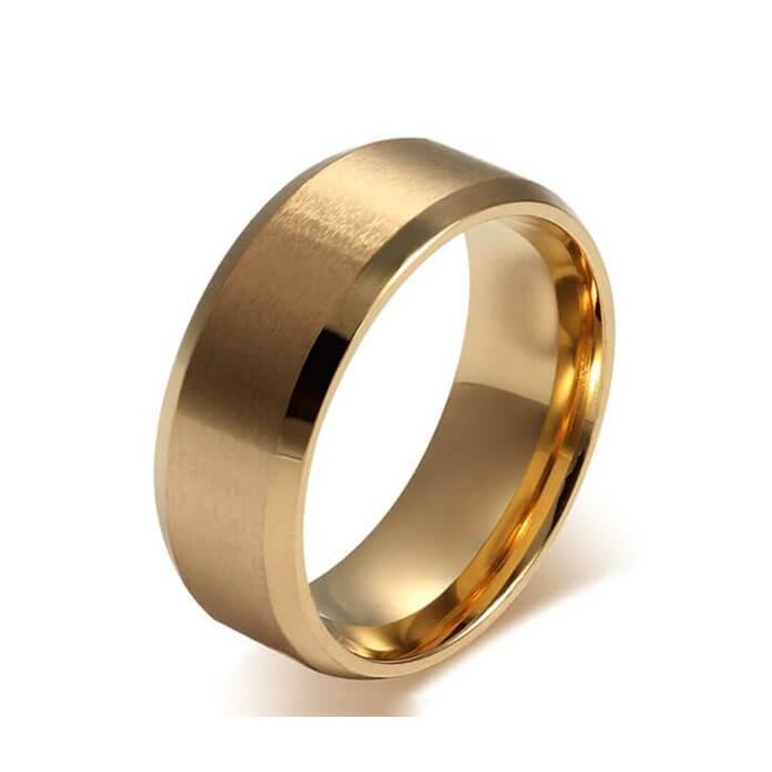 Italo Gold Tone Titanium Steel Men's Wedding Band