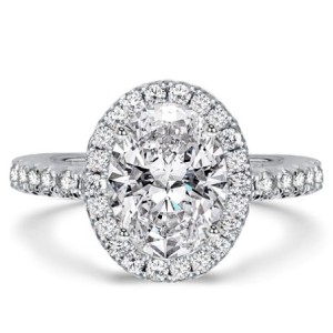 Italo Halo Oval Created White Sapphire Engagement Ring