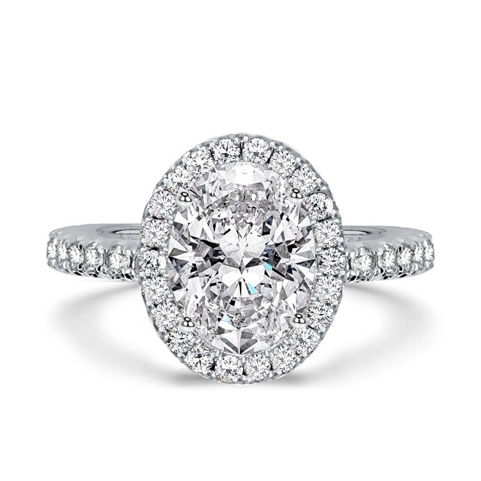 Italo Halo Oval Created White Sapphire Engagement Ring