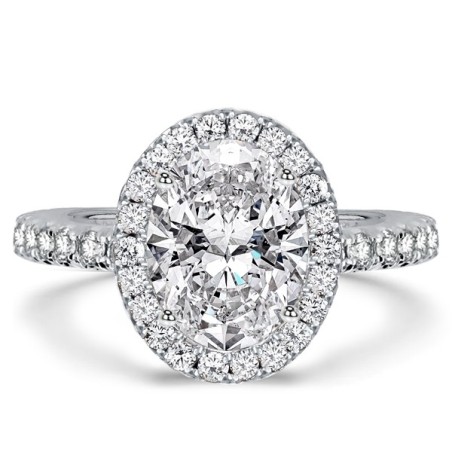 Italo Halo Oval Created White Sapphire Engagement Ring