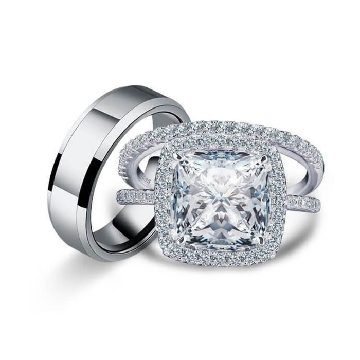 Italo Halo Cushion Trio Matching Wedding Set