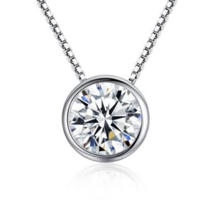 Italo Round Cut Bezel Setting Pendant Necklace For Women
