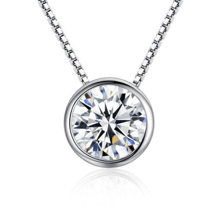 Italo Round Cut Bezel Setting Pendant Necklace For Women
