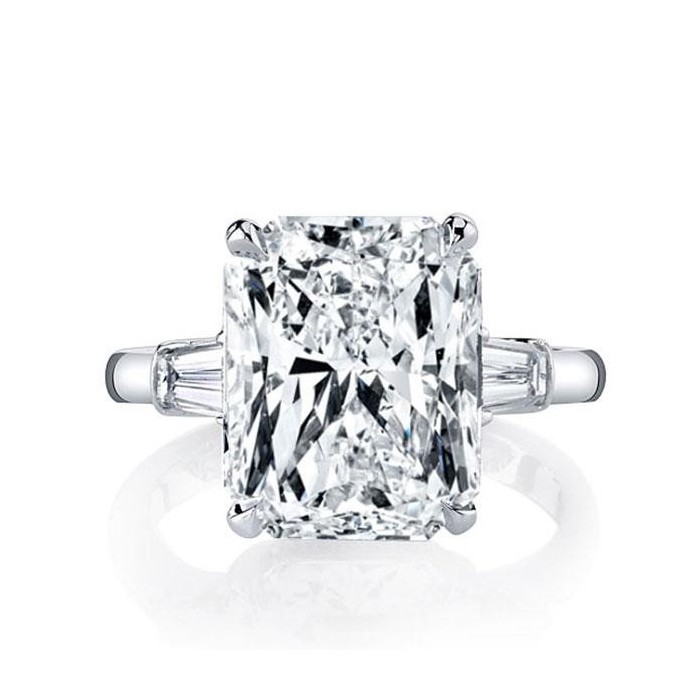 Italo Three Stone Created White Sapphire Engagement Ring