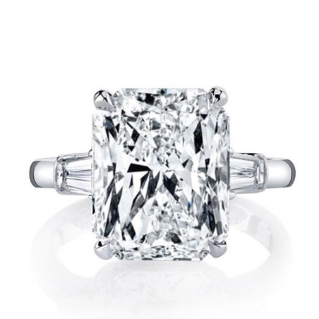 Italo Three Stone Created White Sapphire Engagement Ring